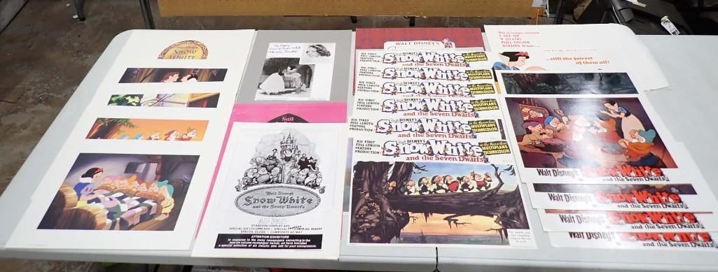 Disney Ephemera incl Snow White Black and White Print Signed Adriana Caselotti (Voice of Snow White): Disney Ephemera incl Snow White Black and White Print Signed Adriana Caselotti (Voice of Snow White) with a letter from Adrianna Caselotti stating that she signed it, Snow white and the Seven Dwarfs M