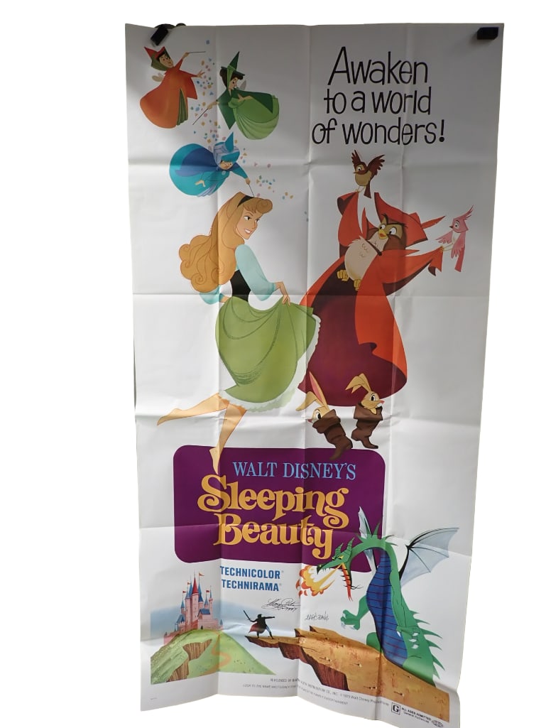Walt Disney's Sleeping Beauty 3 Sheet Poster Signed Marc Davis and Mary Costa No COAs (1 of 8)