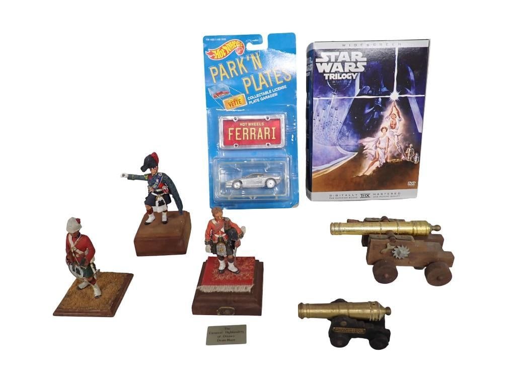 Toy Lot including Cameron Highlanders of Ottawa Drum Major Soliders, Cannons, Star Wars Trilogy (1 of 10)