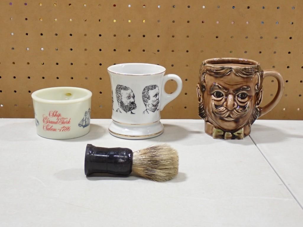 Vintage Shaving Mug, Shaving Brush, Mustache Barber Mug, Old Spice Mug (1 of 4)