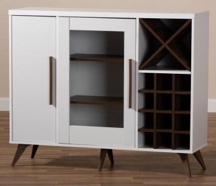 Baxton Studio White / Columbia Modern Wine Cabinet - New in 2 Boxes: Baxton Studio White / Columbia Modern Wine Cabinet - New in 2 Boxes Should look similar to the first picture. This is comes as two heavy boxes - one is about 42 lbs and 35x22x5" and the othe