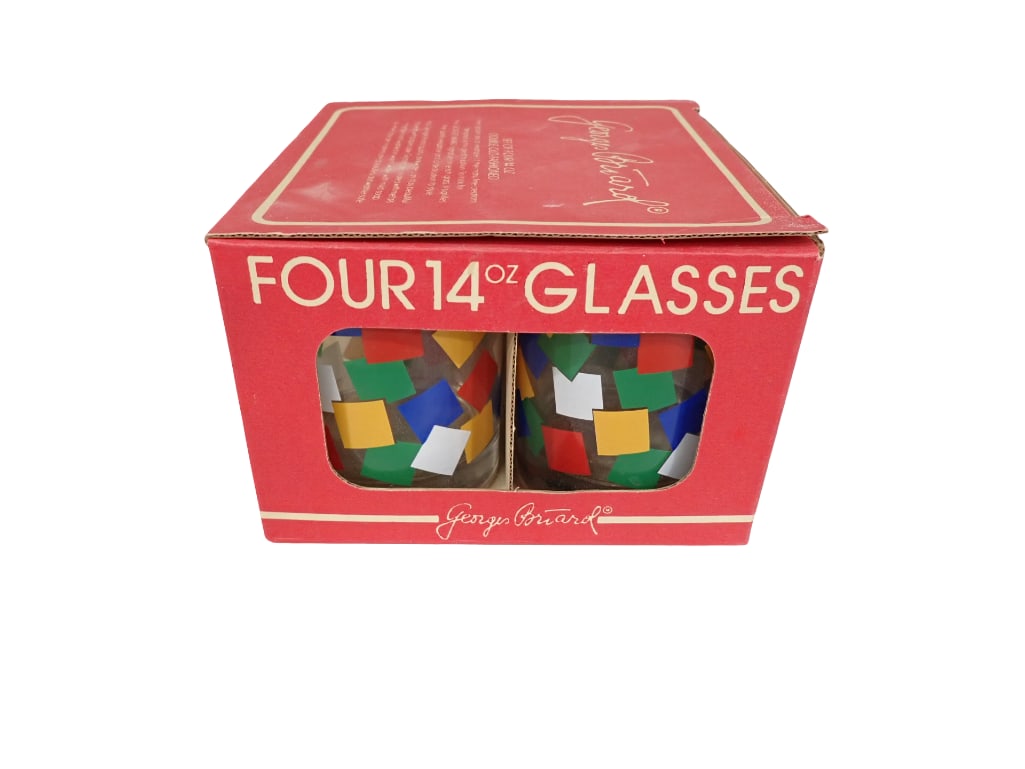 Set of 4 Georges Briard Double Old Fashioned 14 oz Drinking Glasses in Original Box: Set of 4 Georges Briard Double Old Fashioned 14 oz Drinking Glasses in Original Box All pictures are considered part of the description and should be examined carefully by bidders. Live Auctioneers