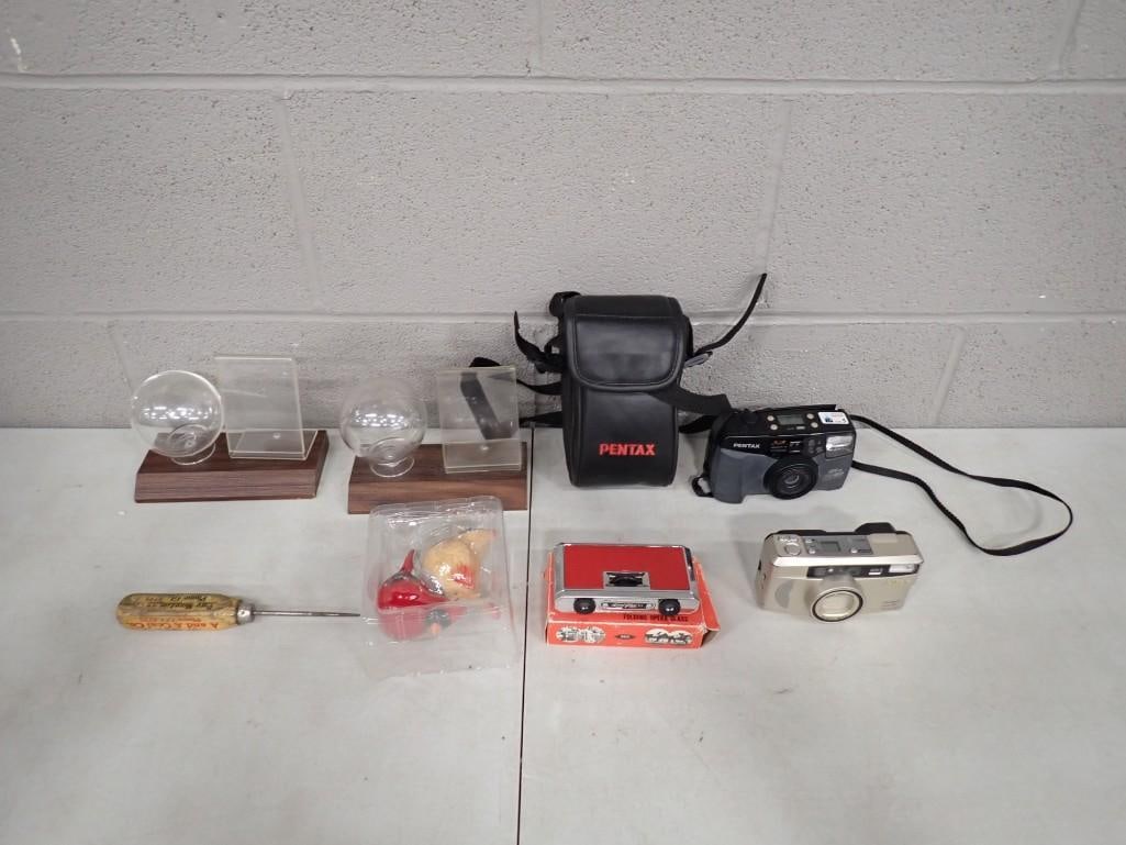 Pentax Camera, Nikon One Touch Zoom 90 Camera, Vintage Folding Opera Glass (1 of 8)