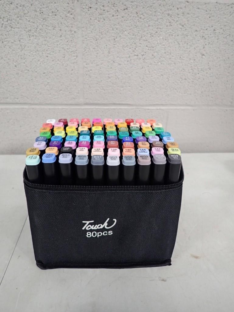80 Piece Touch Marker Set with Bag: 80 Piece Touch Marker Set with Bag All pictures are considered part of the description and should be examined carefully by bidders. Live Auctioneers is now offering Live Shipping through them. T