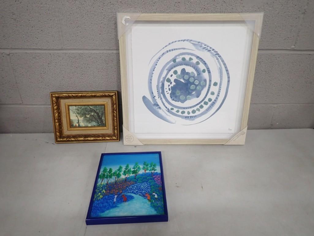 3 Framed Paintings and Prints - One signed Lionel H appears original, other two are prints, one sign (1 of 12)