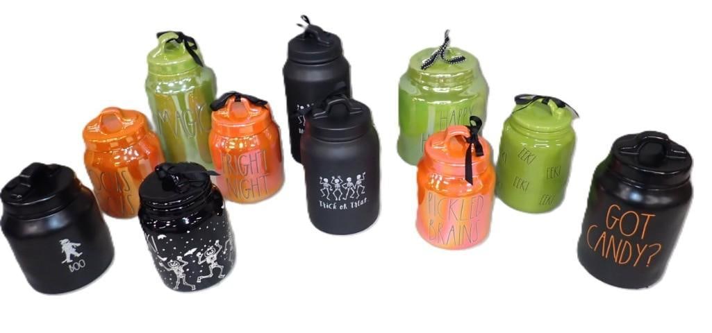 Lot of 11 Halloween Rae Dunn Canisters including Lusterware: Lot of 11 Halloween Rae Dunn Canisters including Lusterware. Perfect for your Halloween baking ingredients like Scary Spice All pictures are considered part of the description and should be exam