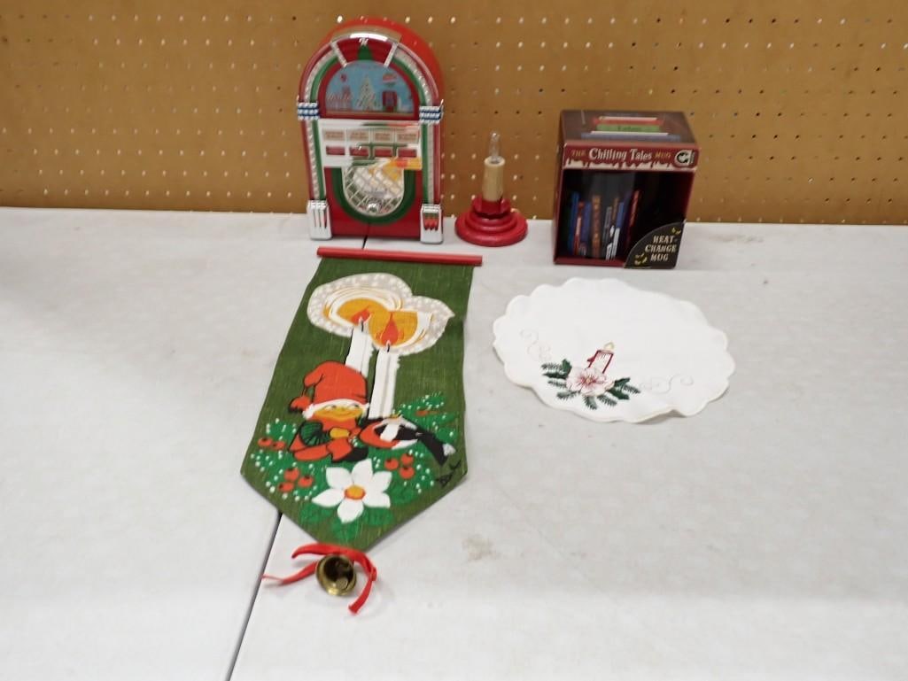 Decor Lot, etc. Including Chilling Tales Heat Change Mug, Winter / Christmas Mr. Christmas Juke Box (1 of 4)