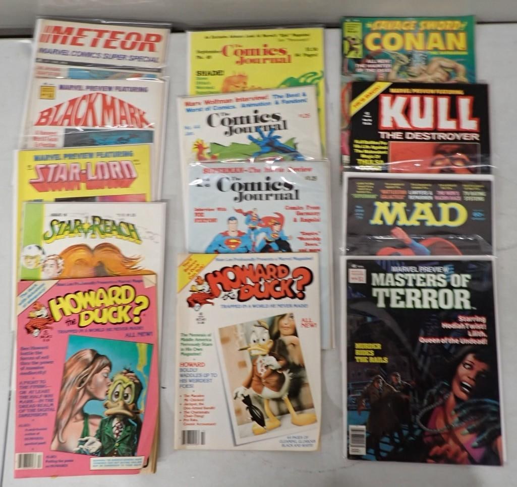 Comic Book Lot including Conan, Kull, Meteor, Comics Journal, Black Mark, Star-Lord, Mad, Howard the (1 of 6)