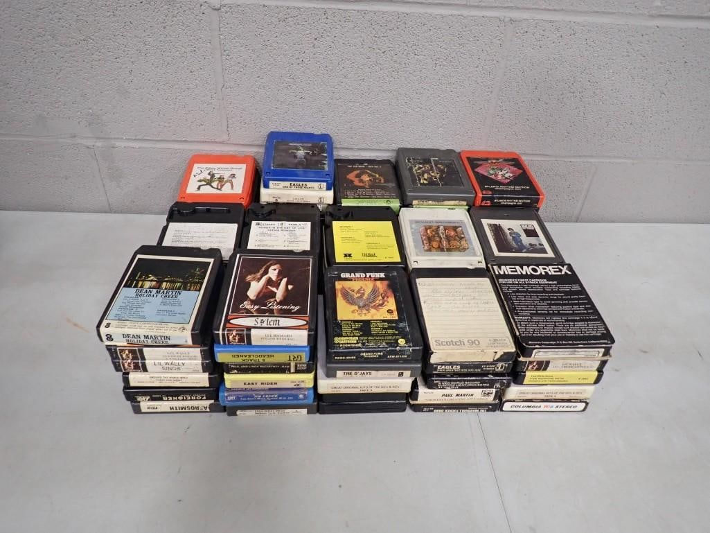 Large Lot of Vintage 8 Track Cassette Tapes including Eagles, The O'Jays, Aerosmith, Jim Croce, BTO (1 of 11)