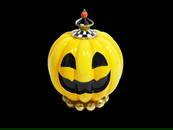 MacKenzie-Childs Jack O Lantern Halloween Pumpkin - roughly 6" tall by 5" Diameter