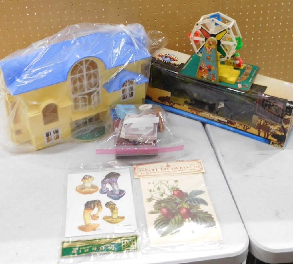 Misc. Lot including Vintage Fisher Price Little People Ferris Wheel, Doll House with Accessories, (1 of 8)