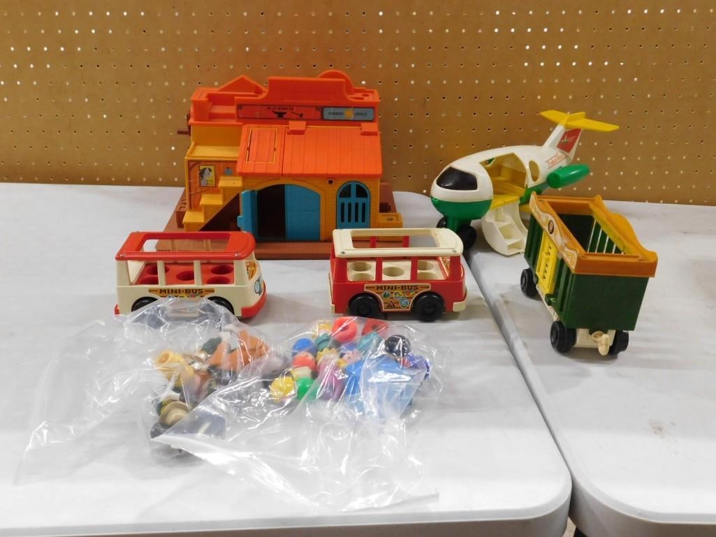 Vintage Toy Lot including Little People, Fisher Price, Mini Bus, Western Town Playset (1 of 7)