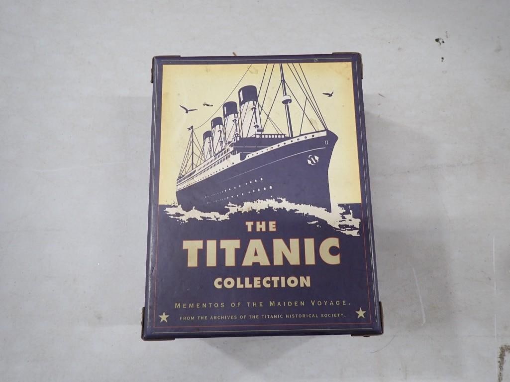 The Titanic Collection Mementos of the Maiden Voyage Replicas of Documents and Artifacts: The Titanic Collection Mementos of the Maiden Voyage Replicas of Documents and Artifacts related to RMS Titanic's maiden voyage. Copies of documents like menu, tickets, notes, etc. All pictu