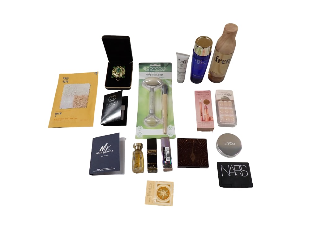 Asst Cosmetics, Perfumes, etc Unused: Asst Cosmetics, Perfumes, etc Unused including Charlotte Tilbury, Honest blush, NARS blush, Press on Nails, and Perfumes: Frenche, Gucci, Burberry 
