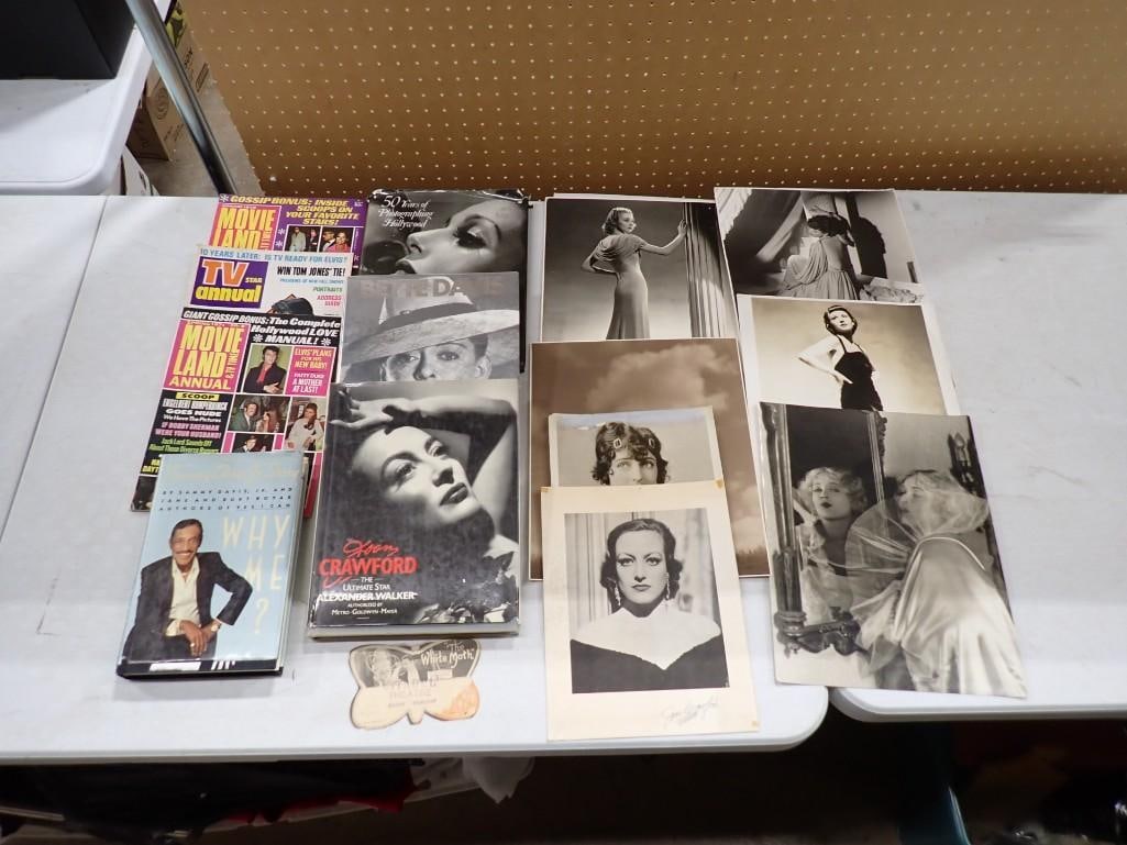 Vintage Hollywood Photos, Prints, Books, Magazines incl Joan Crawford, Bette Davis,: Vintage Hollywood Photos, Prints, Books, Magazines incl Joan Crawford, Bette Davis, 11"x14" photos of Hollywood starlets (vintage original), and magazines All pictures are considered part of t