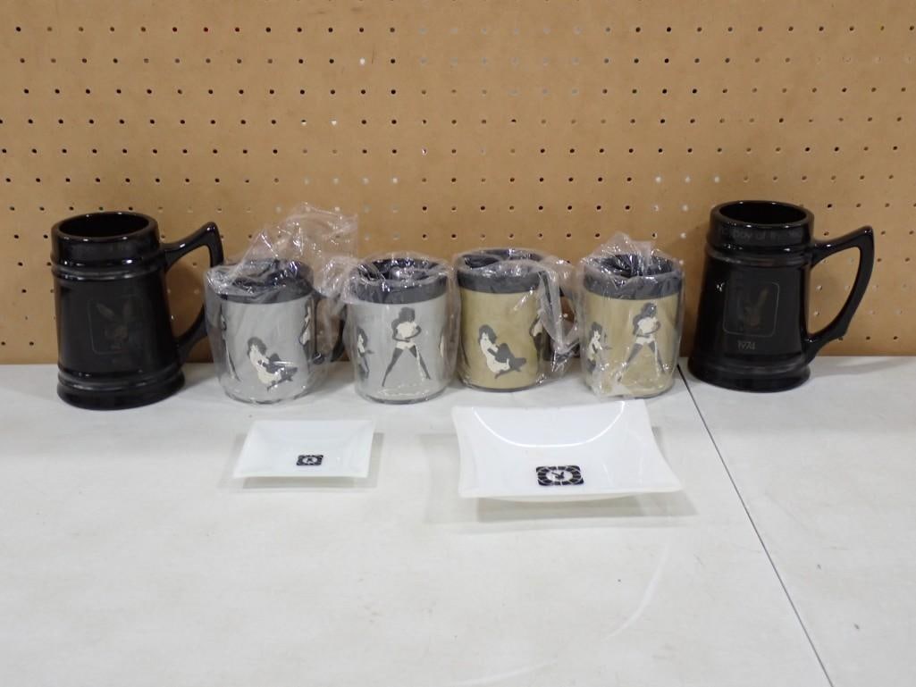 Playboy Lot including Glass Ashtrays, Steins/Mugs, Coffee Mugs (1 of 8)