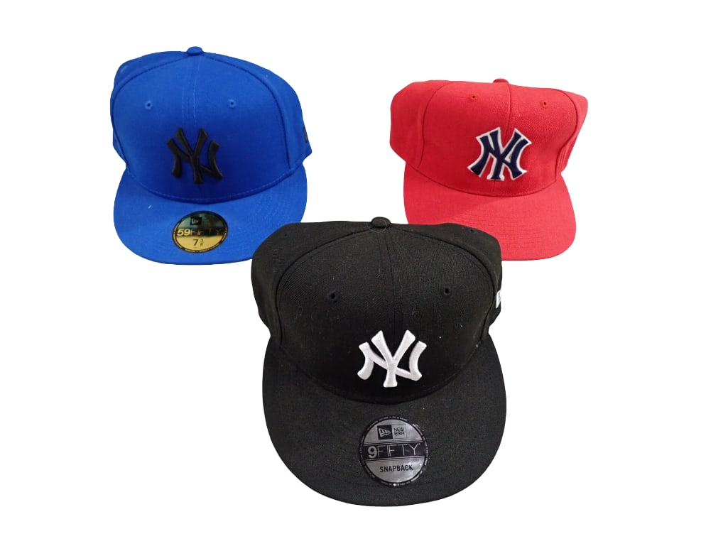 3 New York Yankees Snap Back Hats incl Black, Blue, Red. (1 of 10)
