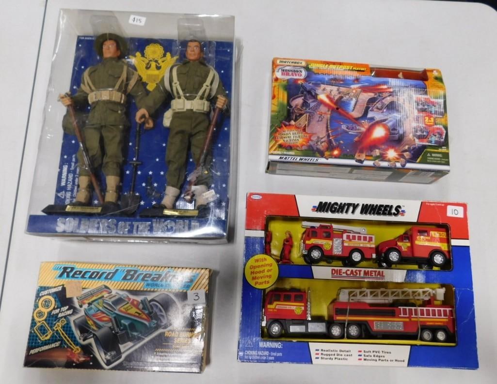 New in Package Toy Lot including Soldiers of the World, Record Breakers World of Speed, Die-Cast: New in Package Toy Lot including Soldiers of the World, Record Breakers World of Speed, Die-Cast Mighty Wheels, Matchbox Mission Bravo All pictures are considered part of the description and should be