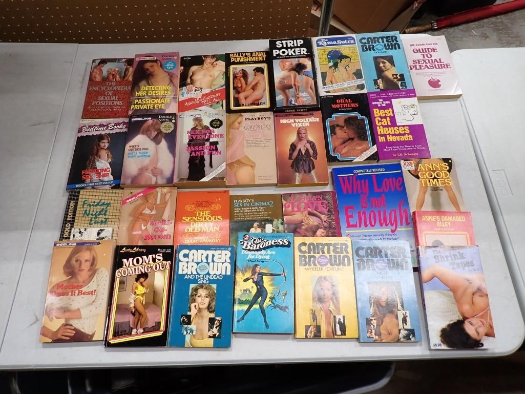 Spicy Adult Book Lot including Playboy's Book of Limerick's, Carter Brown, Sensuous Dirty Old Man (1 of 9)