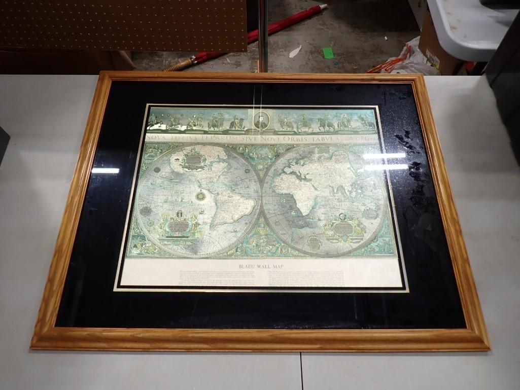 World Map Silver Leaf Print Based on Original Willem Blaeu Wall Map (1 of 4)