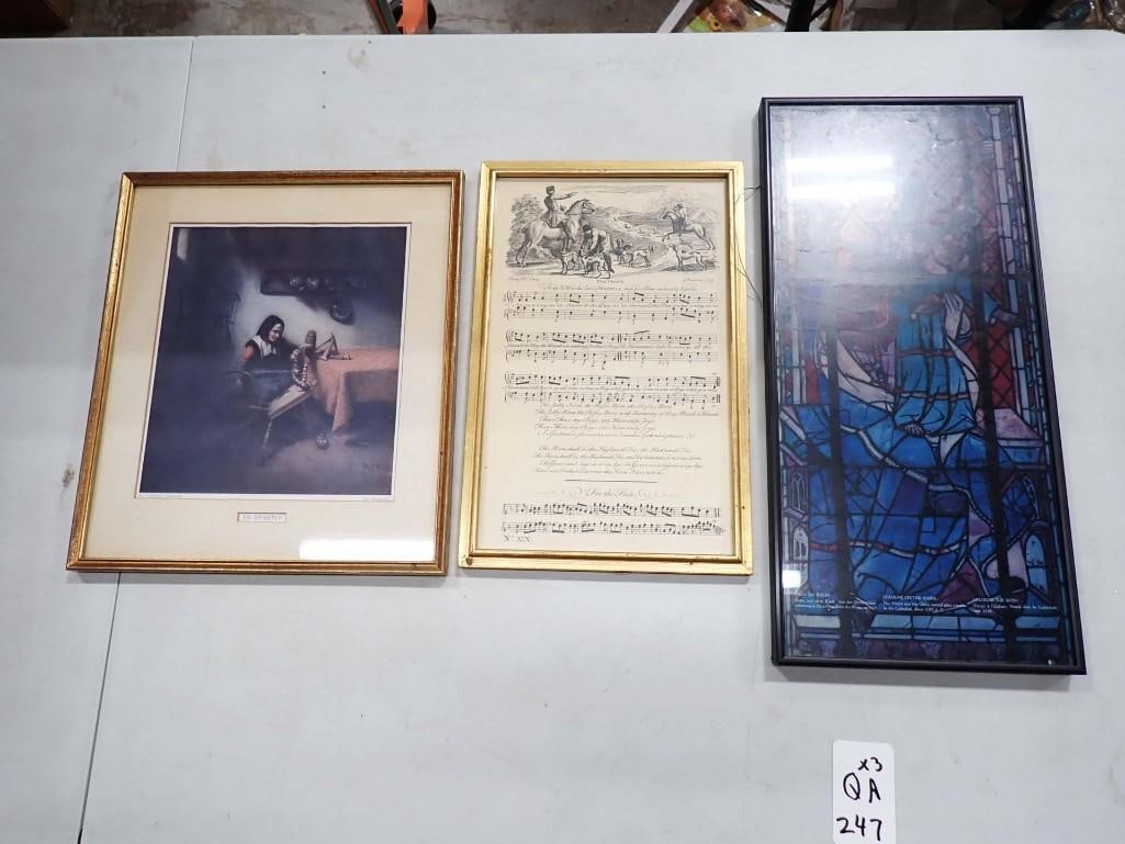 Religious Print, Print on Glass of Stained Glass, and Framed Sheet Music (1 of 15)