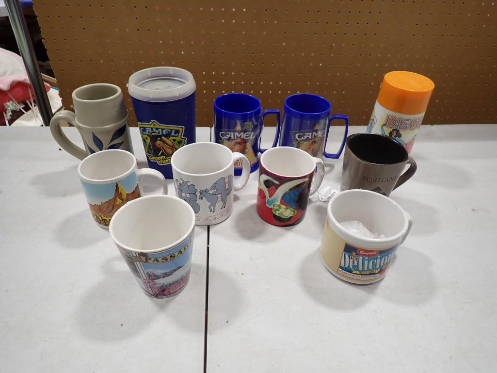 Vintage Disco Aladdin Thermos, Joe Camel Plastic Mugs, Asst Cups and Mugs (1 of 12)