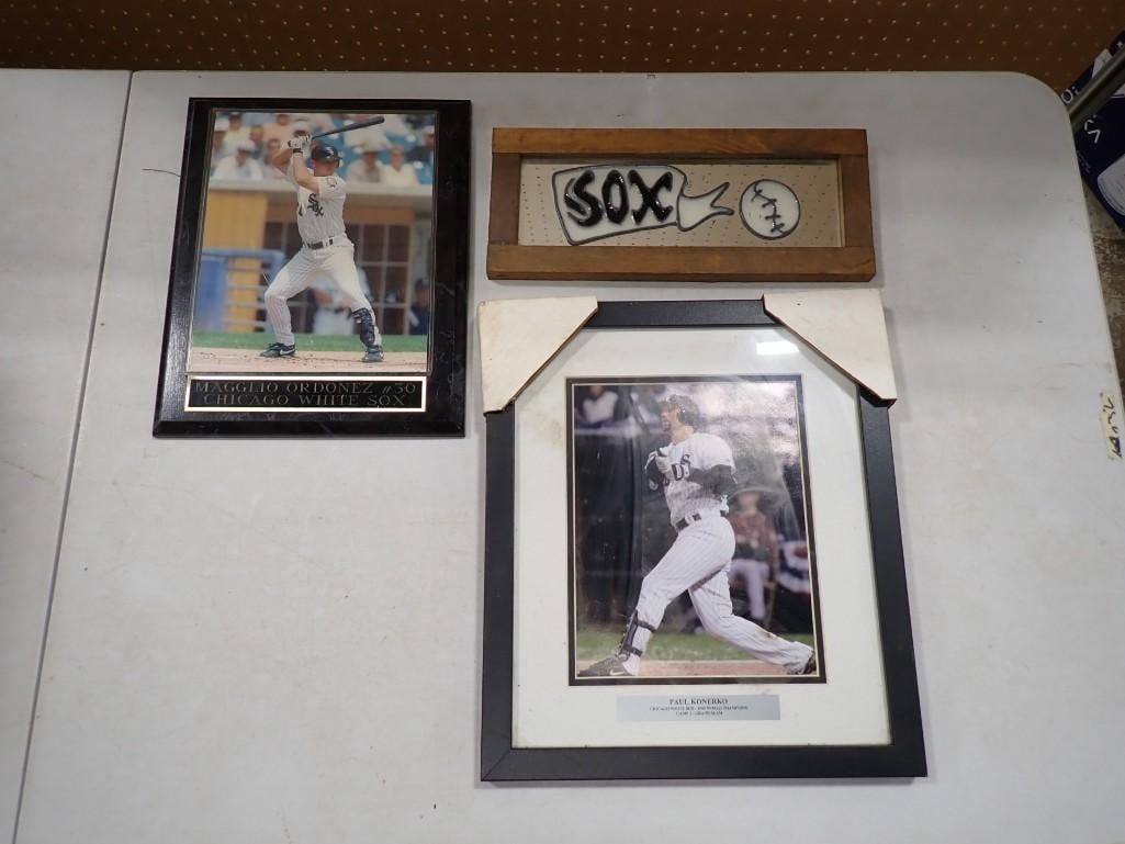 Chicago White Sox Lot including Plaque, Mirror, Konerko, Ordonez, etc.: Chicago White Sox Lot including Plaque, Mirror, Konerko, Ordonez, etc. All pictures are considered part of the description and should be examined carefully by bidders. Live Auctioneers is now offering