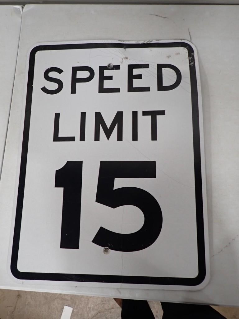 Aluminum Speed Limit 15 Street Sign - Measures roughly 24x18" (1 of 4)