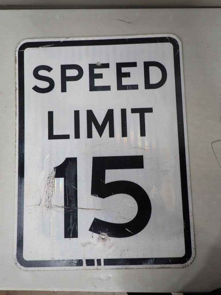 Aluminum Speed Limit 15 Street Sign - Measures roughly 24x18" (1 of 4)