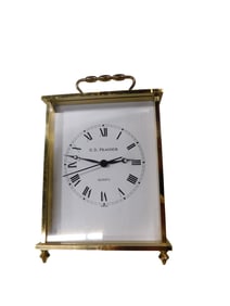 C.D. Peacock Brass Carriage Clock with Quartz Movement 4.5" x 3.5" x 2.25"