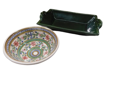 Dover and Rowe Pottery Works lot; One North Carolina Dover Pottery bowl. Floral painted ceramic bowl