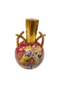English Rubian Gilt Porcelain Vase