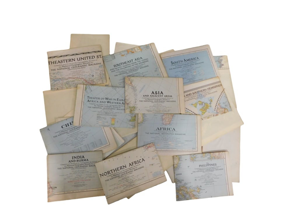 Collection of National Geographic Society maps. Including the World, Oregon, The Mediterranean, Paci (1 of 4)