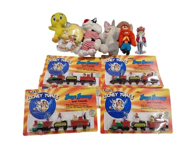 4 ERTL Looney Tunes Bugs Bunny and Friends Train Sets New in Package and Plush incl Yosemite Sam,