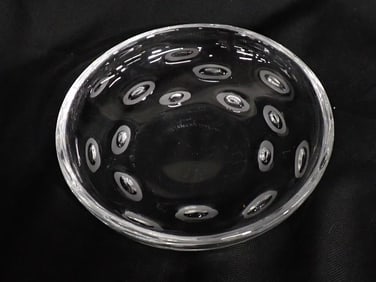 Ingeborg Lundin (Swedish, 1921 - 1992), Orrefors glass bubble dish. Etched to the underside "Orrefo