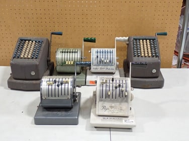 Lot of 6 Vintage Hand Crank Check Writer Machines - All Untested
