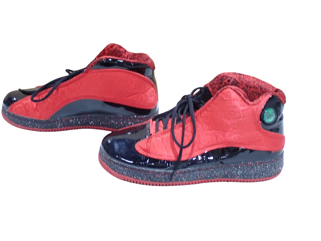 Pair of Red and Black Nike Air Jordan Gym Shoes - Size 12 (1 of 8)