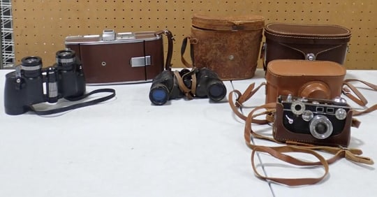 Vintage Cameras and Binoculars including Argus, Polaroid, etc.