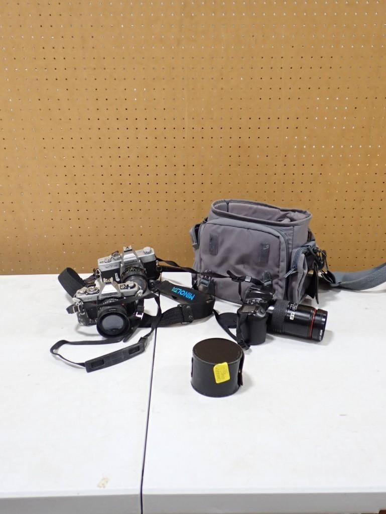 Vintage Camera Lot including Minolta SRT102, XG-1, SLR, Case, etc. (1 of 4)