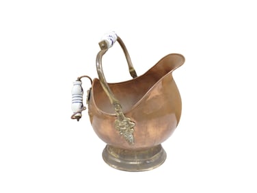 Vintage Copper Dutch Helmet Coal Ash Scuttle Bucket