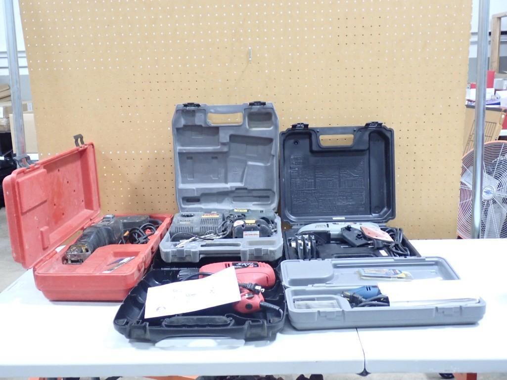 Assorted Power Tools with cases including Ryobi Detail Carver, Drill, Porter & Cable Sander, Skil (1 of 7)