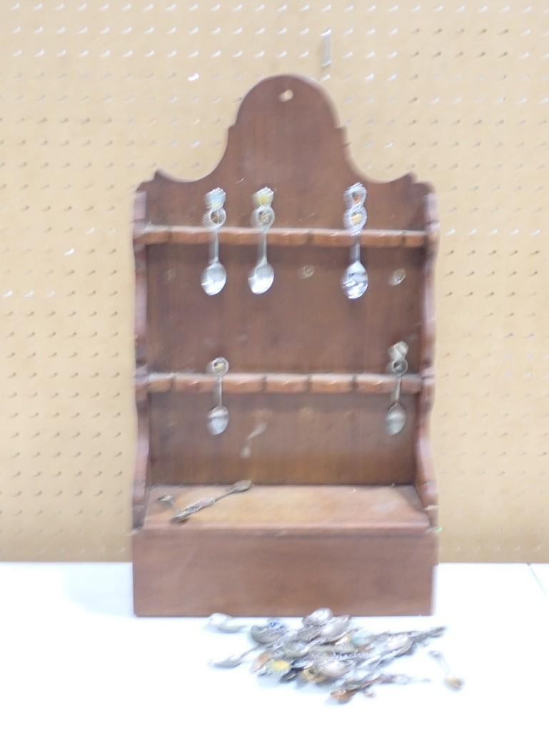 Vintage Wooden Collector Spoon Display with Collector Spoons (1 of 6)