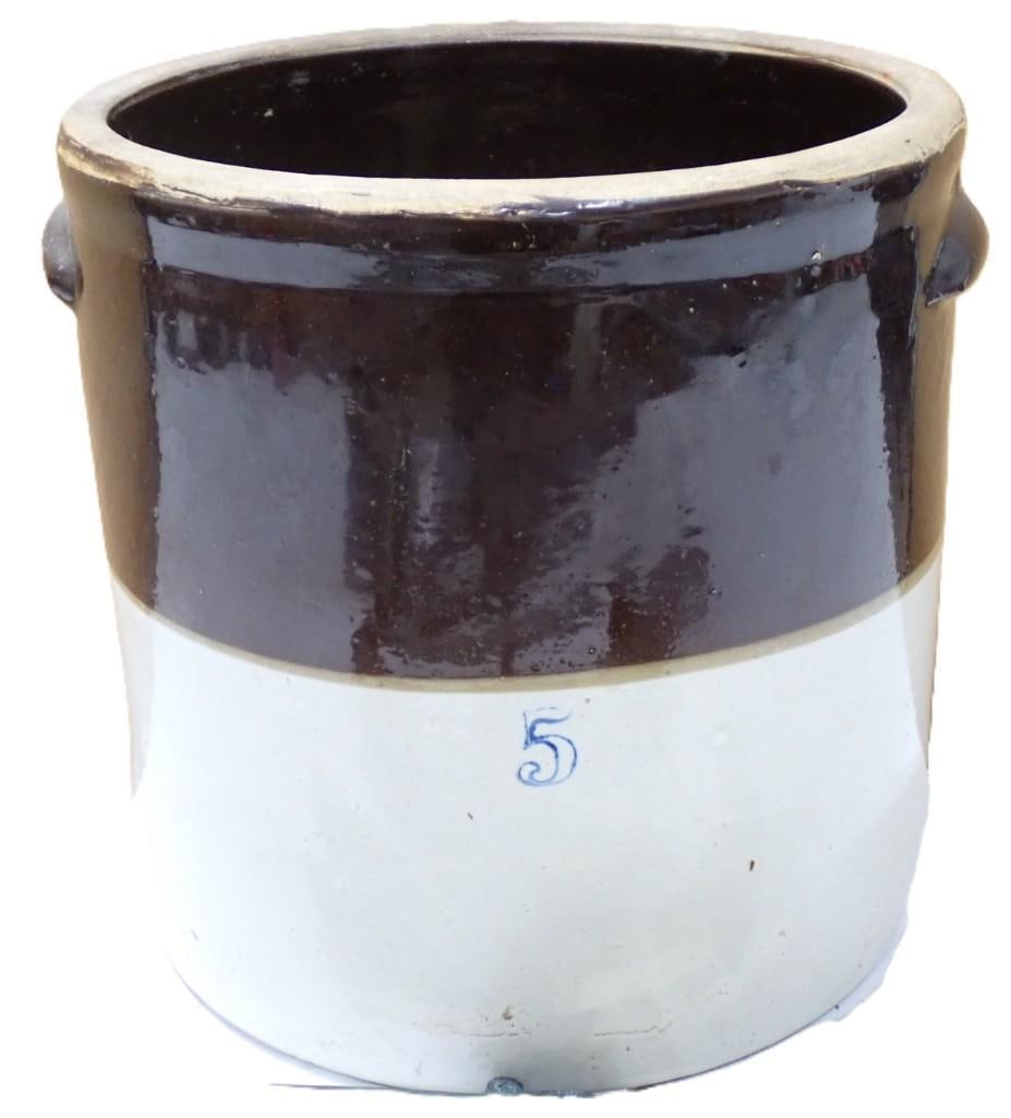 5 Gallon Stoneware Crock: 5 Gallon Stoneware Crock All pictures are considered part of the description and should be examined carefully by bidders. Live Auctioneers is now offering Live Shipping through them. This is an