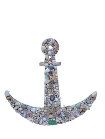Nautical Wall Hanging Boat Anchor Decor full of Seashells and Rocks