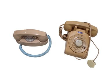 2 Vintage Rotary Dial Telephones or Phones Both Beige