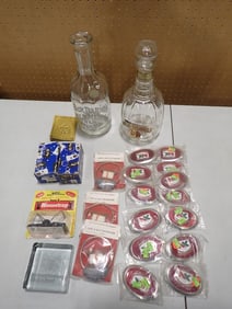 Lot of Smalls incl NK Seeds Northrup King Belt Buckles, Lure & Bait Retrievers, Small Decorative Boo