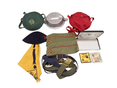Scouts Lot incl Girl Scout Embroidered Patches, Canteens, Cub Scouts Neckerchief,