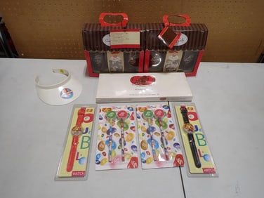 Jelly Belly Lot incl 2 Watches, Sun Visor, Pencils, Etc