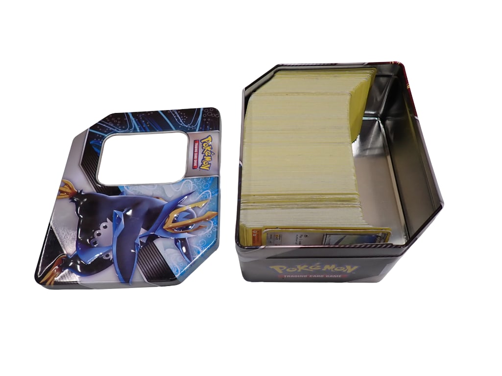 Lot of Pokemon Cards in a Tin: Lot of Pokemon Cards in a Tin All pictures are considered part of the description and should be examined carefully by bidders. Live Auctioneers is now offering Live Shipping through them. This is an o