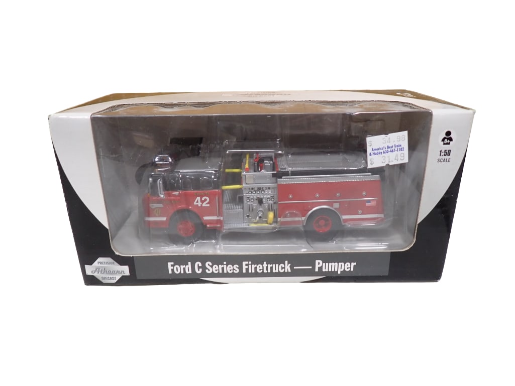 Athearn Die Cast Ford C Series Firetruck Pumper 1:50 Scale New in Box: Precision Athearn Die Cast Ford C Series Firetruck Pumper 1:50 Scale New in Box All pictures are considered part of the description and should be examined carefully by bidders. Live Auctioneers i
